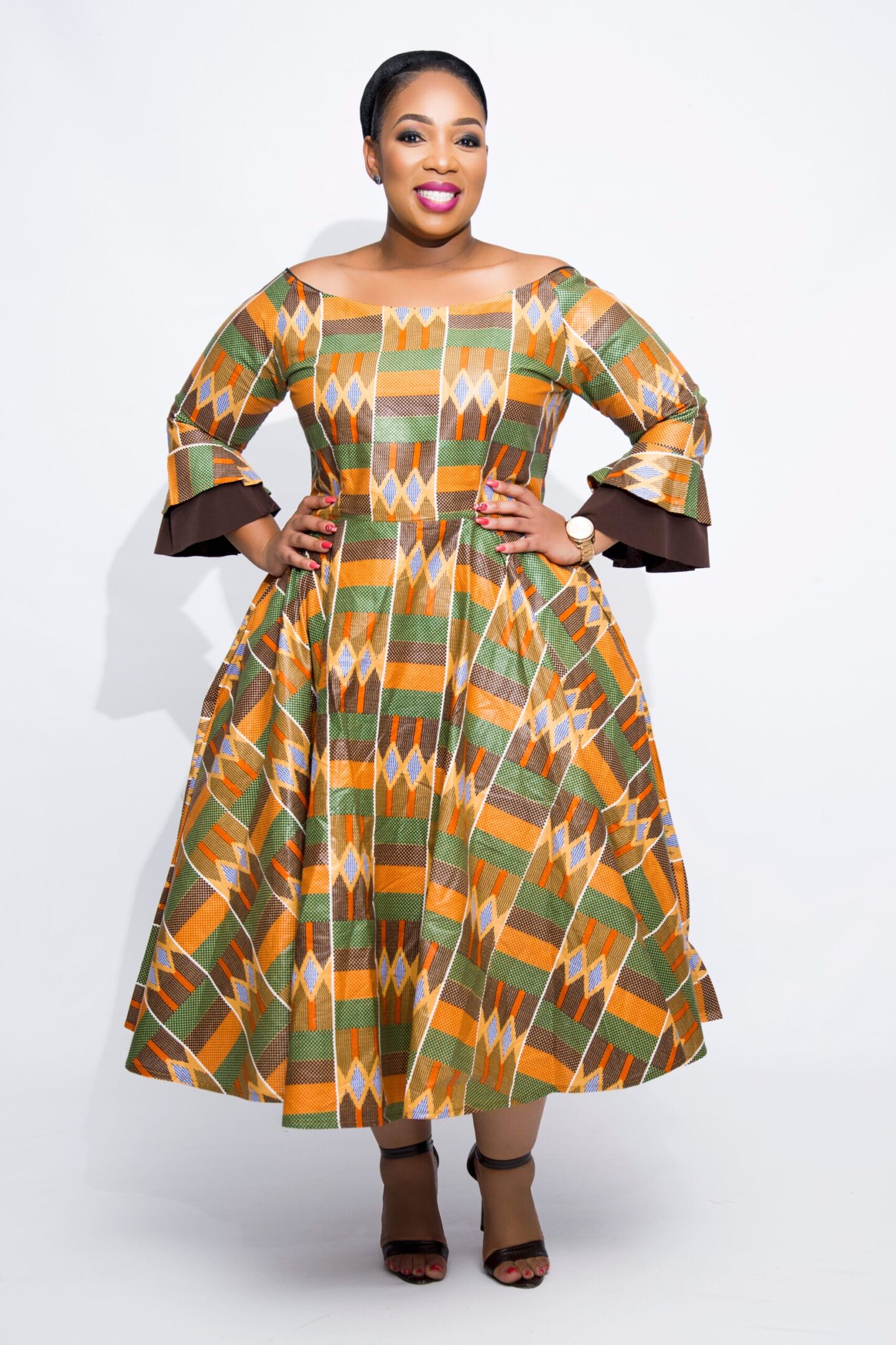 Phinda’s dress- Orng,Grn,Brwn - plusfab