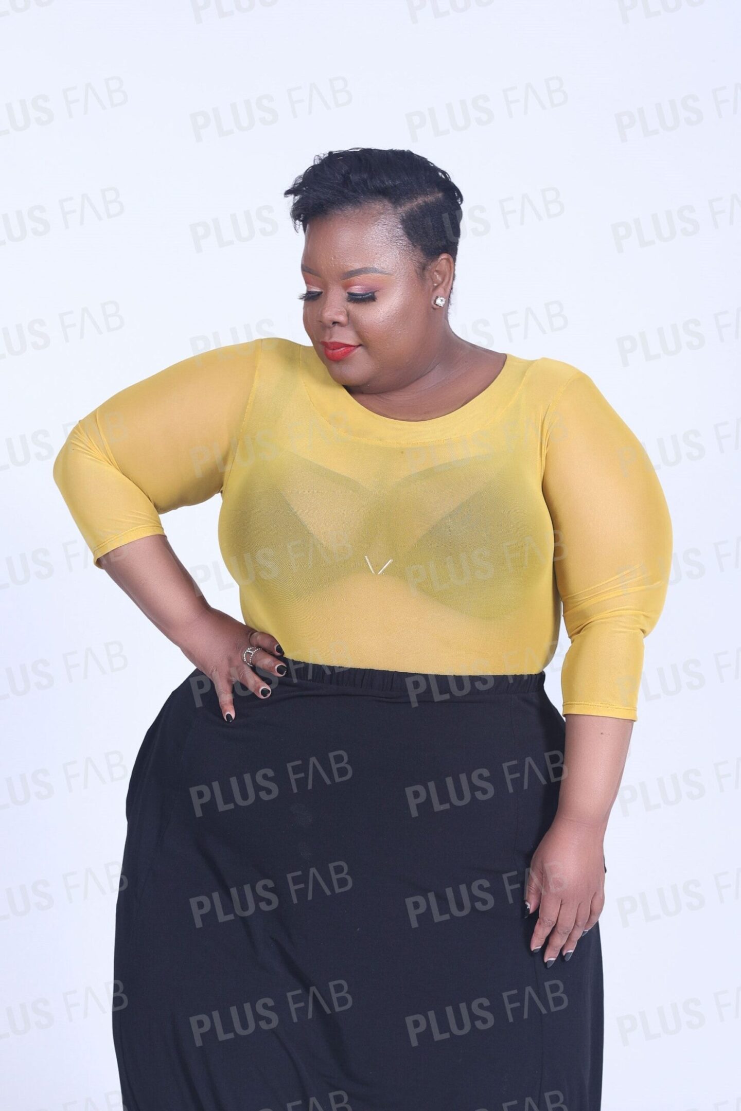 TOPS Yellow Mesh Top - plusfab