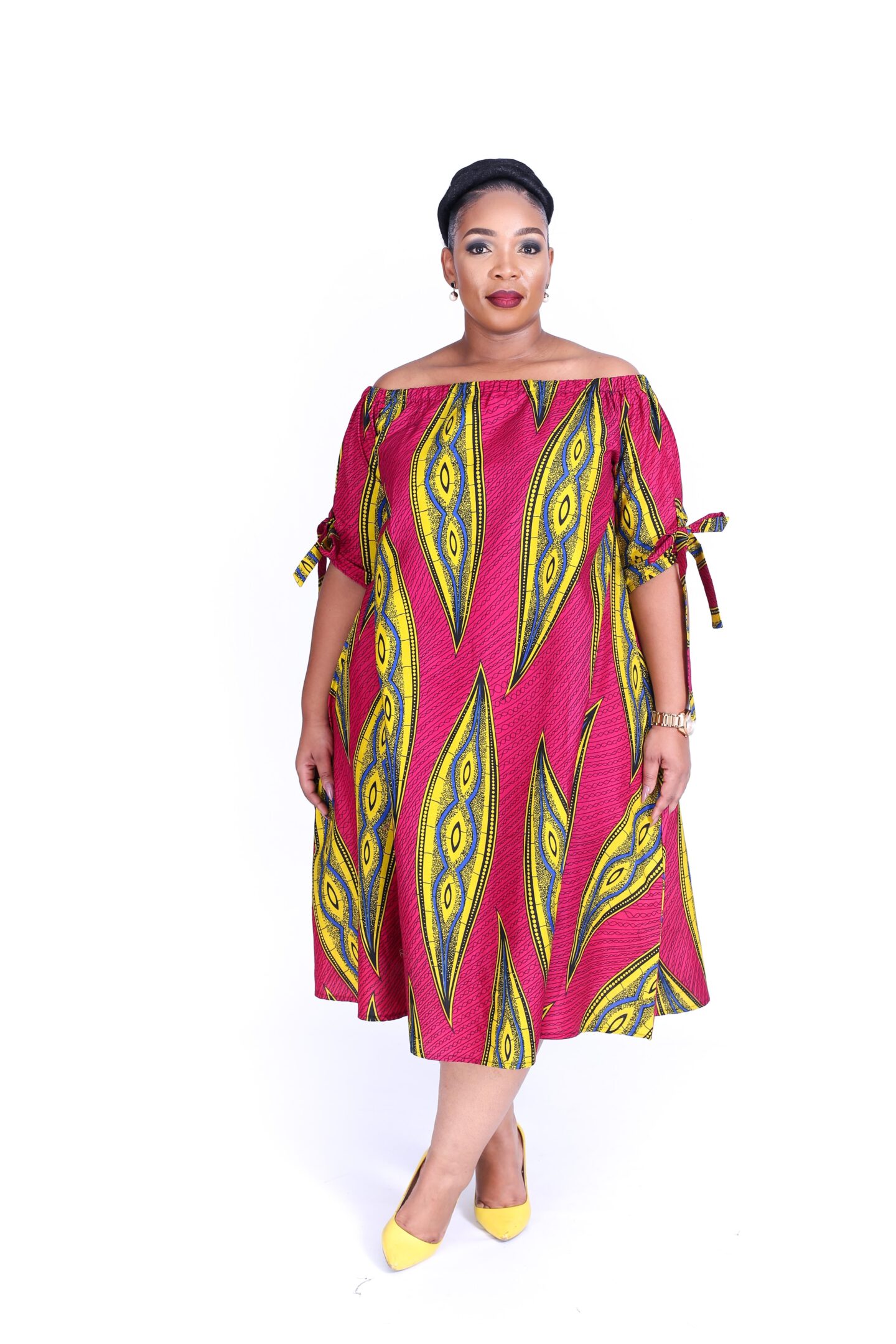 Thami Dress Pink and Yellow - plusfab